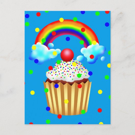 CupcakeパーティーとRainbow & Sprinkles インビテーションポストカード (正面)