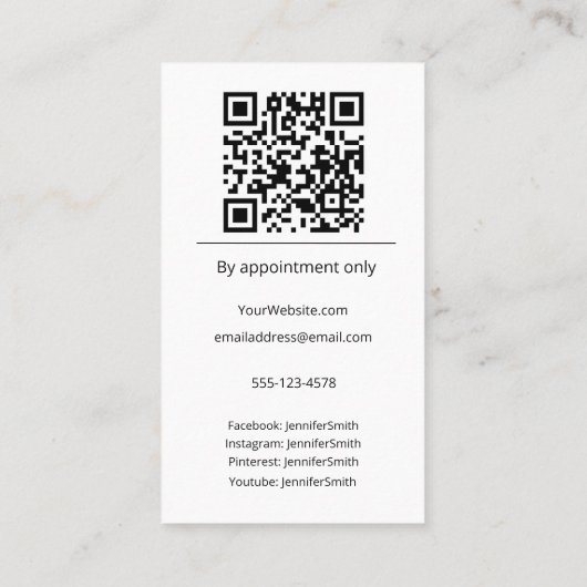 Cupcakeベーカリーエレガントフォトカスタムロゴ 名刺 (裏面)