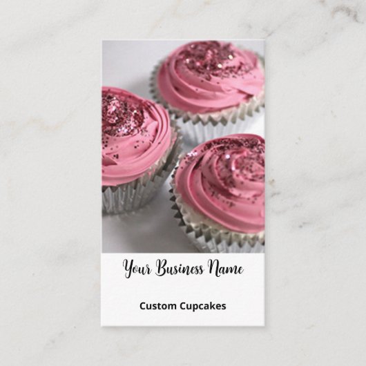 Cupcakeベーカリーエレガントフォトカスタムロゴ 名刺 (正面)