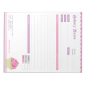 Cupcakeベーカリー注文型枠または請求書メモ帳 ノートパッド (正面)