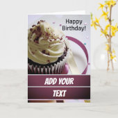 Cupcake誕生日カード/テキスト/テンプレートの追加 カード (黄色い花)