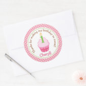 Cupcake 1st Birthday Thanks You Stickers (Pink) ラウンドシール (封筒)