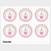 Cupcake 1st Birthday Thanks You Stickers (Pink) ラウンドシール (シート)