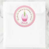 Cupcake 1st Birthday Thanks You Stickers (Pink) ラウンドシール (バッグ)