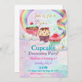 Cupcake 6th Birthday Party Sweet Candy Party 招待状 (正面/裏面)