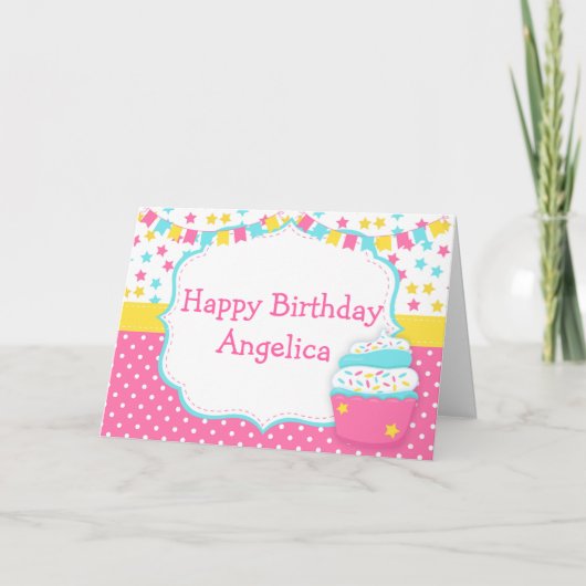 Cupcake and Sprinkles Birthday Party カード (正面)