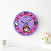 Cupcake.Baker.Baking.Pink.Personalized. ラージ壁時計 (ホーム)