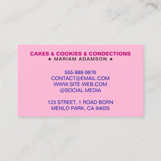 Cupcake Baker & Sweet Treats | Pastel Bakery 名刺 (裏面)