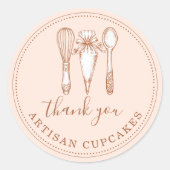 Cupcake Bakery Baking Utensils Product Labels ラウンドシール (正面)