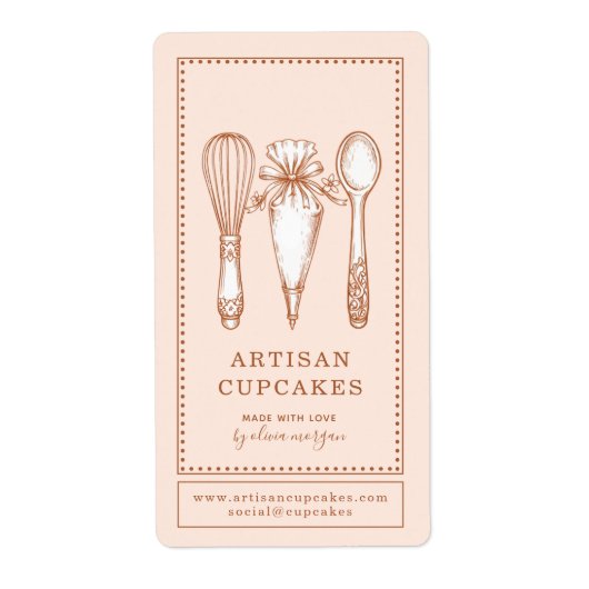Cupcake Bakery Baking Utensils Product Labels ラベル (正面)