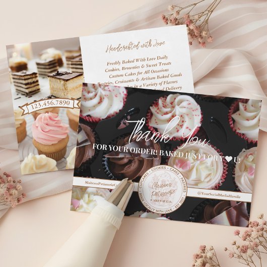 Cupcake Bakery Business Photo Thank You for Order  サンキューカード