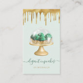 Cupcake Bakery Emerald Green Faux Gold Foil Drip 名刺 (正面)