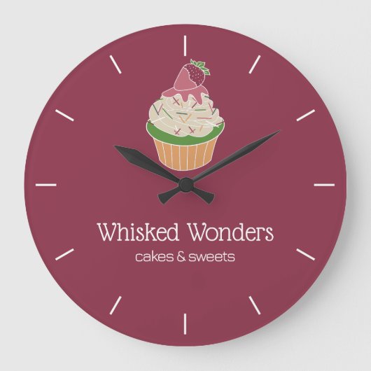 Cupcake Bakery Pastry Chef ラージ壁時計 (正面)