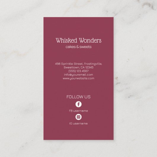 Cupcake Bakery Pastry Chef 名刺 (裏面)