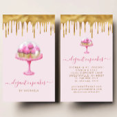 Cupcake Bakery Pink Faux Gold Foil Drip 名刺