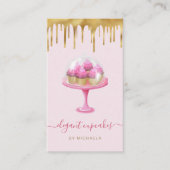 Cupcake Bakery Pink Faux Gold Foil Drip 名刺 (正面)