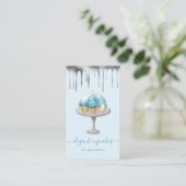 Cupcake Bakery Teal Faux Silver Foil Drip 名刺 (スタンド正面)