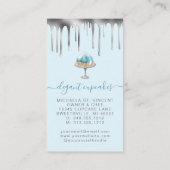 Cupcake Bakery Teal Faux Silver Foil Drip 名刺 (裏面)