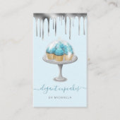Cupcake Bakery Teal Faux Silver Foil Drip 名刺 (正面)