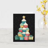 Cupcake Baking Baker Christmas Tree Xmas  カード (黄色い花)