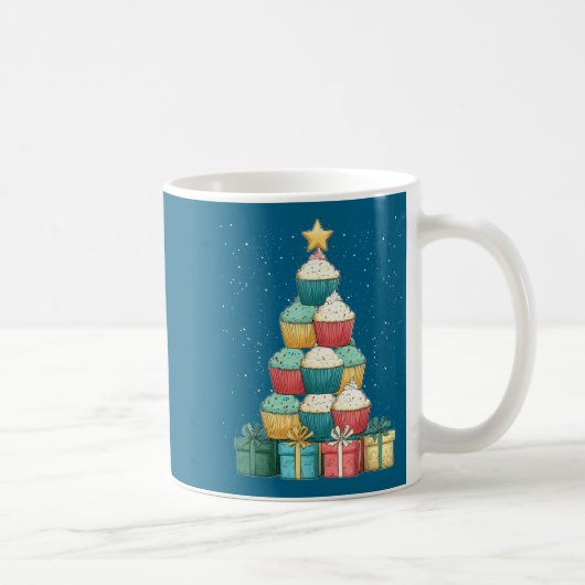 Cupcake Baking Baker Christmas Tree Xmas  コーヒーマグカップ (右)