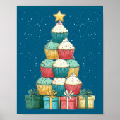 Cupcake Baking Baker Christmas Tree Xmas  ポスター (正面)