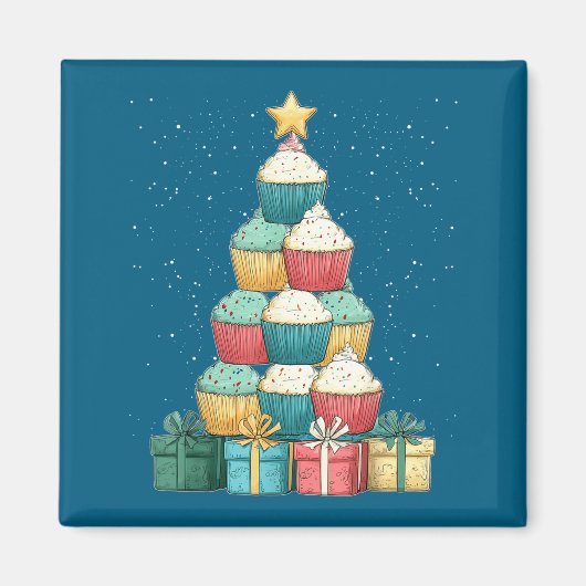 Cupcake Baking Baker Christmas Tree Xmas  マグネット (正面)