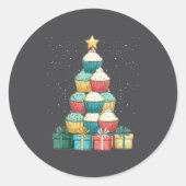 Cupcake Baking Baker Christmas Tree Xmas  ラウンドシール (正面)