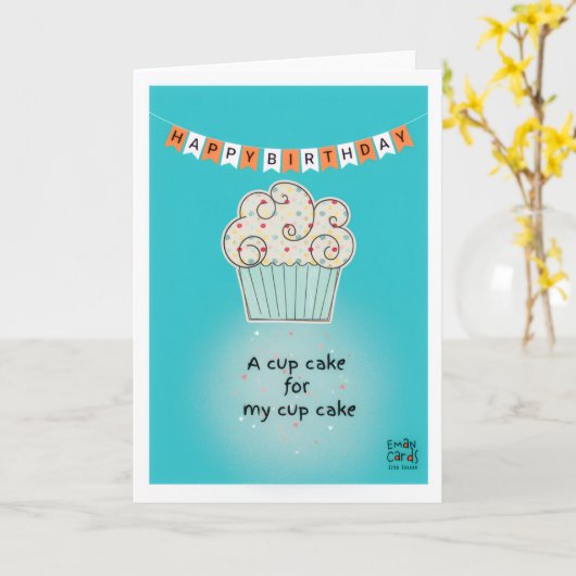 Cupcake Birthday Card カード (黄色い花)