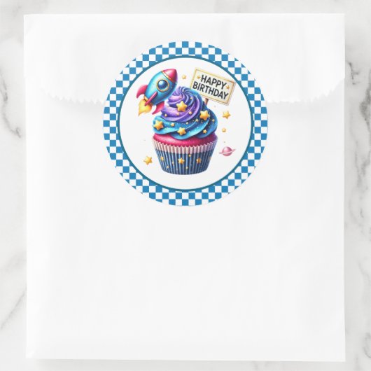 Cupcake Birthday Stickers ラウンドシール (バッグ)
