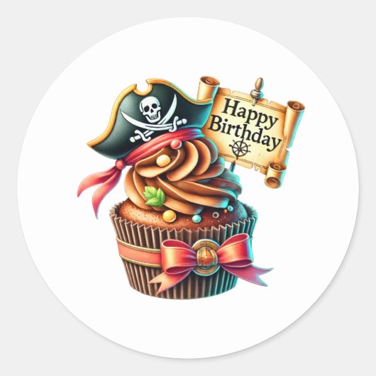 Cupcake Birthday Stickers ラウンドシール (正面)