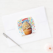 Cupcake Birthday Stickers ラウンドシール (封筒)