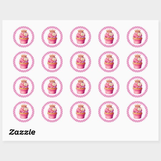 Cupcake Birthday Stickers ラウンドシール (シート)