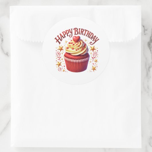 Cupcake Birthday Stickers ラウンドシール (バッグ)