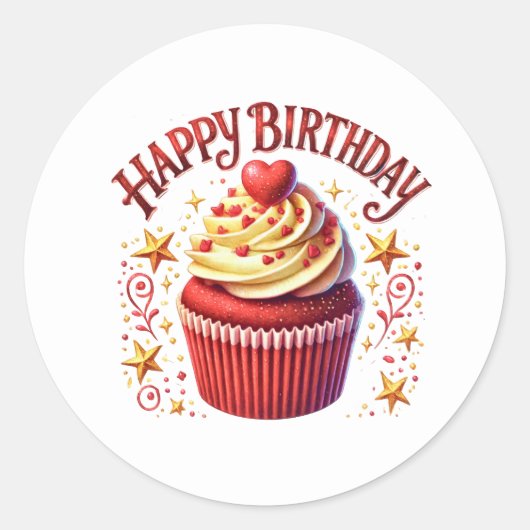 Cupcake Birthday Stickers ラウンドシール (正面)