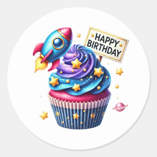 Cupcake Birthday Stickers ラウンドシール (正面)