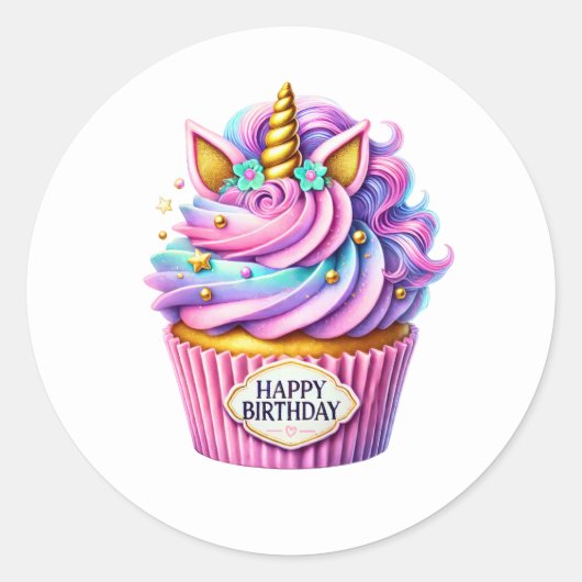 Cupcake Birthday Stickers ラウンドシール (正面)