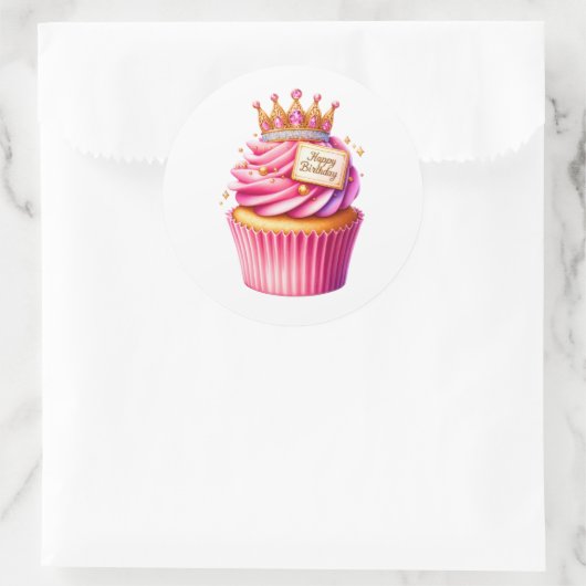 Cupcake Birthday Stickers ラウンドシール (バッグ)