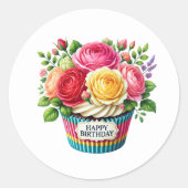 Cupcake Birthday Stickers ラウンドシール (正面)