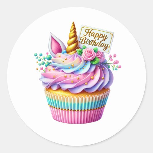 Cupcake Birthday Stickers ラウンドシール (正面)