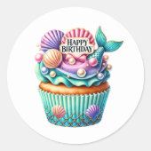 Cupcake Birthday Stickers ラウンドシール (正面)
