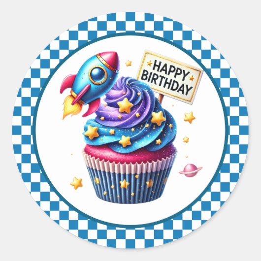 Cupcake Birthday Stickers ラウンドシール (正面)