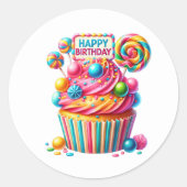 Cupcake Birthday Stickers ラウンドシール (正面)