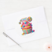 Cupcake Birthday Stickers ラウンドシール (封筒)