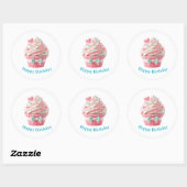 Cupcake Birthday Stickers ラウンドシール (シート)