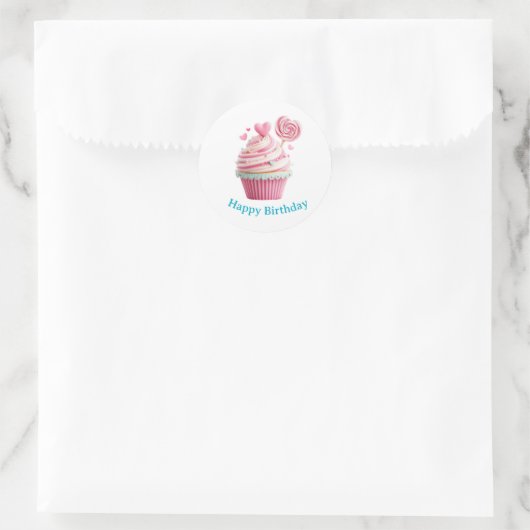 Cupcake Birthday Stickers ラウンドシール (バッグ)