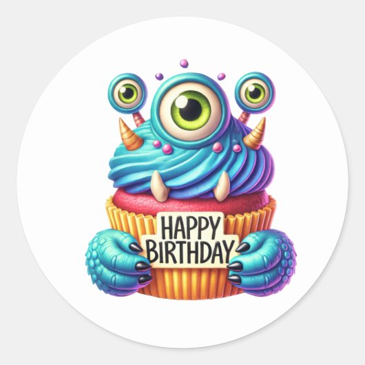 Cupcake Birthday Stickers ラウンドシール (正面)