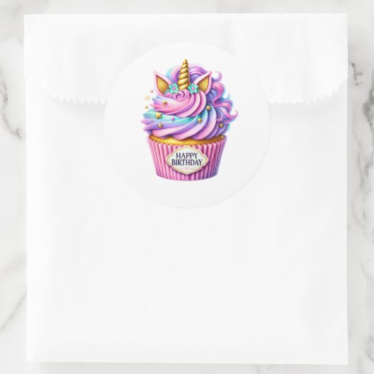 Cupcake Birthday Stickers ラウンドシール (バッグ)