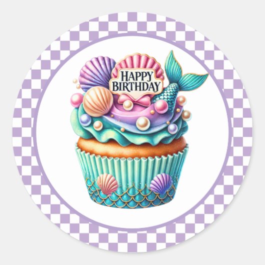 Cupcake Birthday Stickers ラウンドシール (正面)