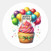 Cupcake Birthday Stickers ラウンドシール (正面)